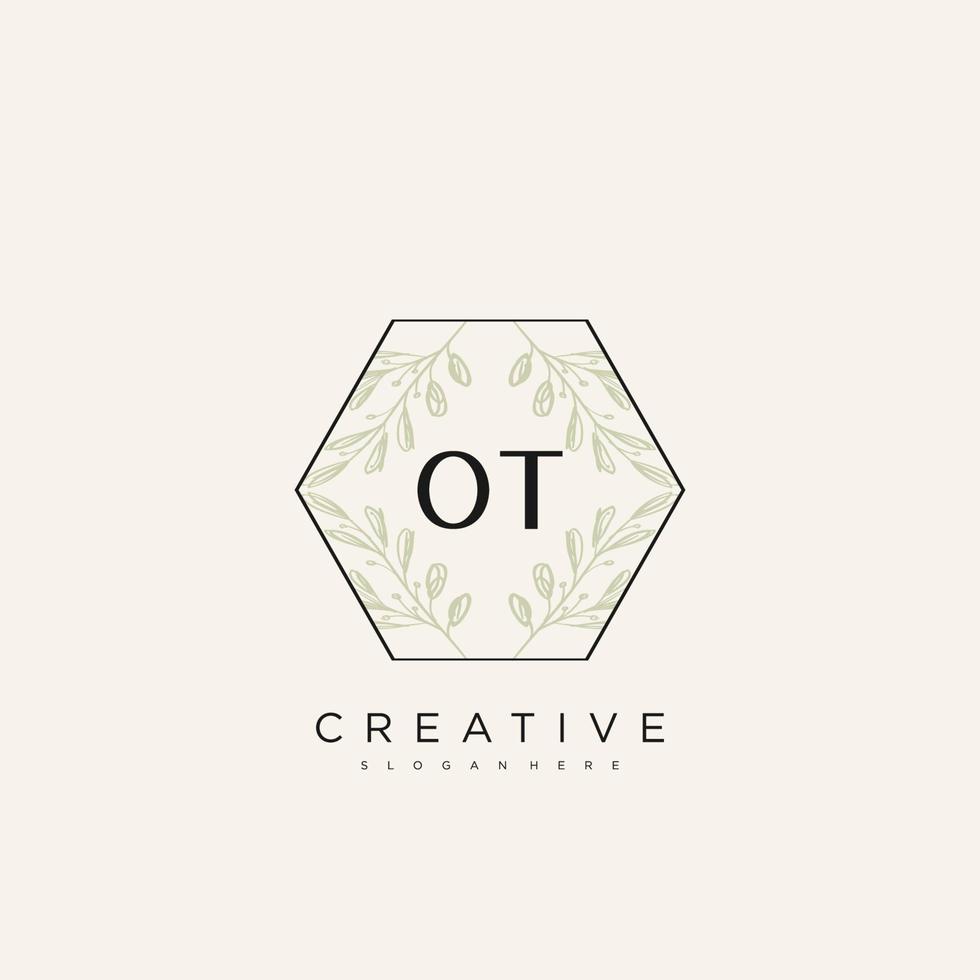 OT Initial Letter Flower Logo Template Vector premium vector art