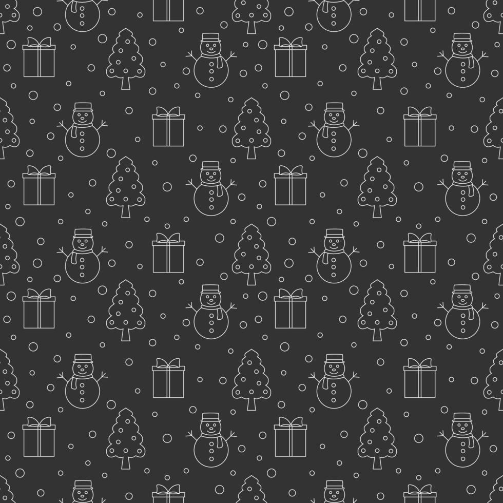 Christmas Background Seamless Pattern Design With Santa Claus, Tree, Snowman And Gifts in Template Hand Drawn Cartoon Flat Illustration vector