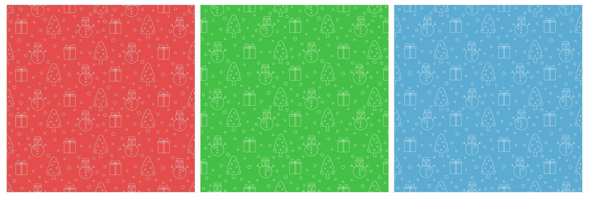 Christmas Background Seamless Pattern Design With Santa Claus, Tree, Snowman And Gifts in Template Hand Drawn Cartoon Flat Illustration vector