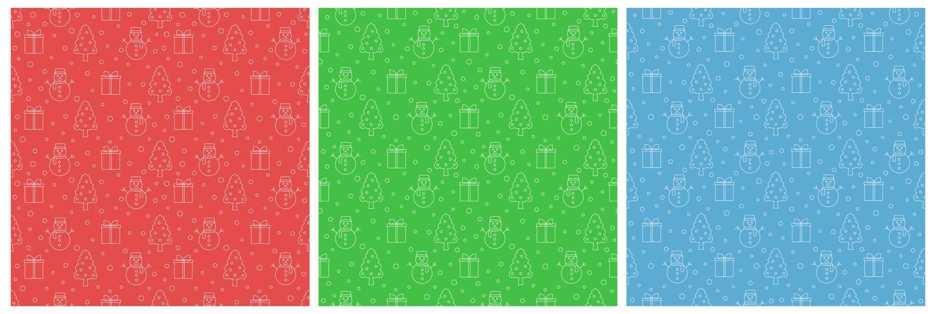 Christmas Background Seamless Pattern Design With Santa Claus, Tree, Snowman And Gifts in Template Hand Drawn Cartoon Flat Illustration vector