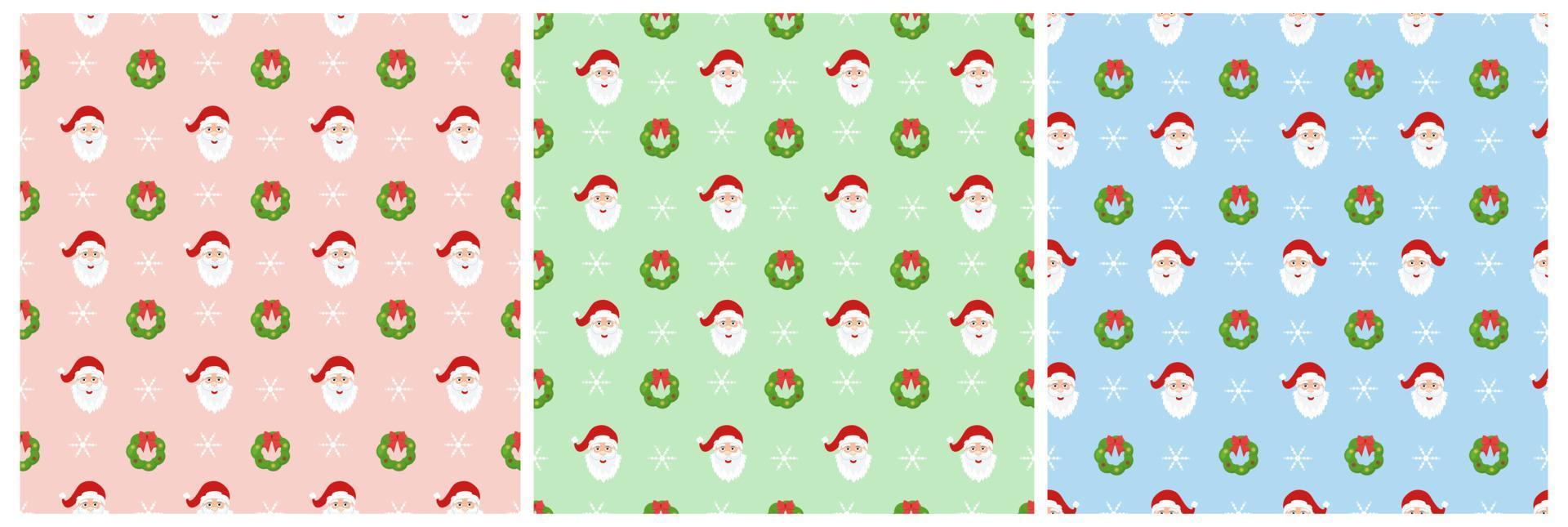 Christmas Background Seamless Pattern Design With Santa Claus, Tree, Snowman And Gifts in Template Hand Drawn Cartoon Flat Illustration vector