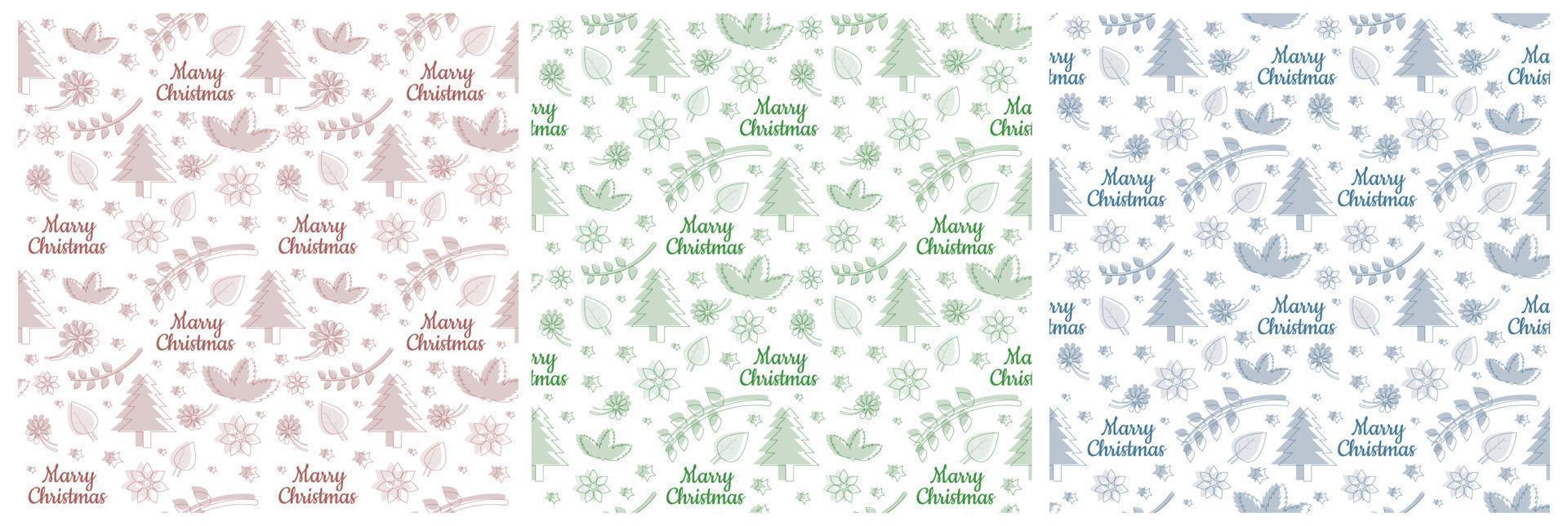 Christmas Background Seamless Pattern Design With Santa Claus, Tree, Snowman And Gifts in Template Hand Drawn Cartoon Flat Illustration vector