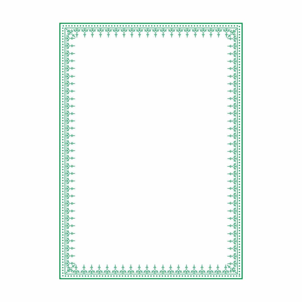 borde de arte islámico y marco para el libro de oraciones de la cubierta interior, listo para agregar texto. Saludo, útil aislado sobre fondo blanco. vector