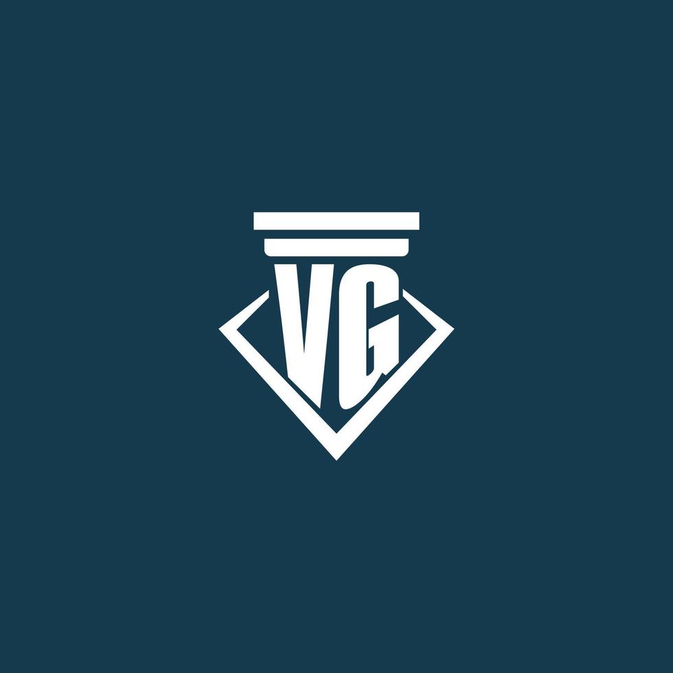 logotipo de monograma inicial vg para bufete de abogados, abogado o defensor con diseño de icono de pilar vector