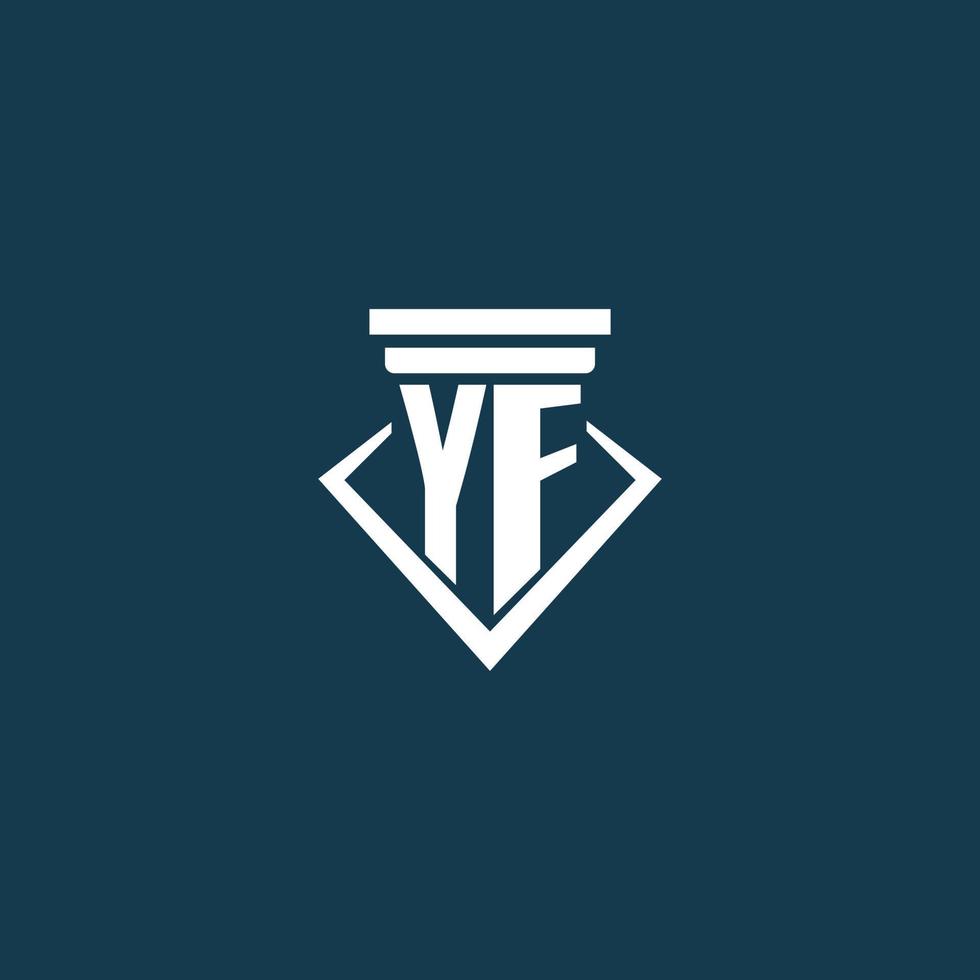 logotipo de monograma inicial yf para bufete de abogados, abogado o defensor con diseño de icono de pilar vector