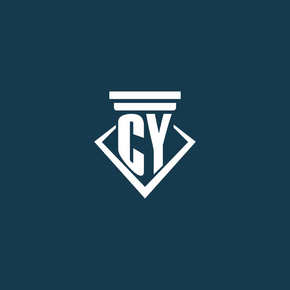 CY initial monogram logo for law firm, lawyer or advocate with pillar icon design vector