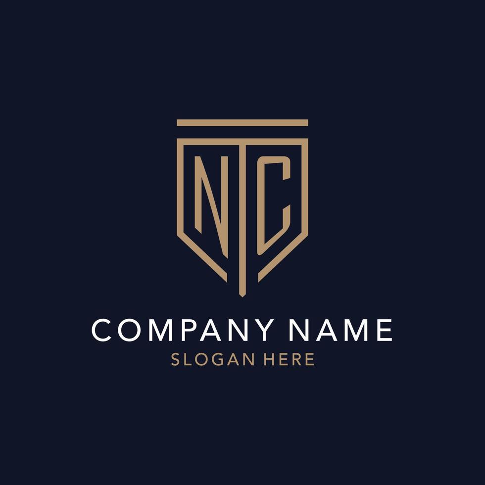 NC initial logo monogram with simple luxury shield icon design vector