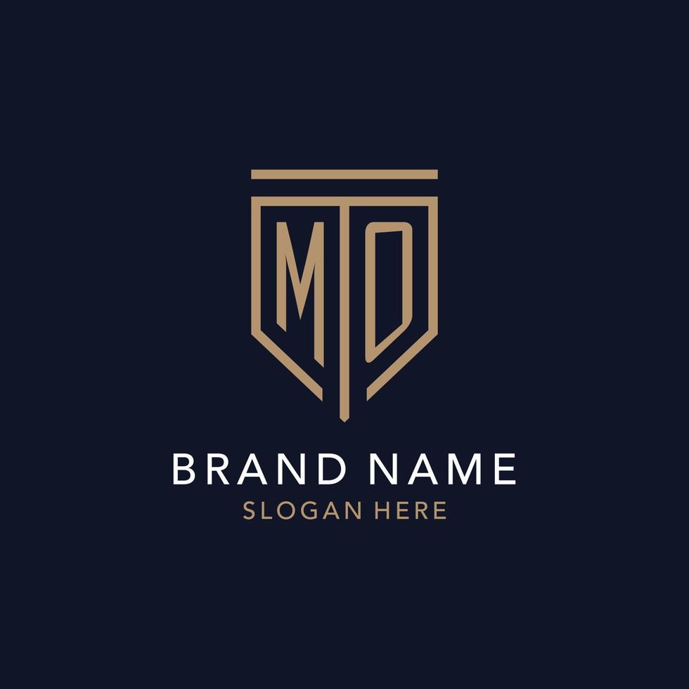 MO initial logo monogram with simple luxury shield icon design vector