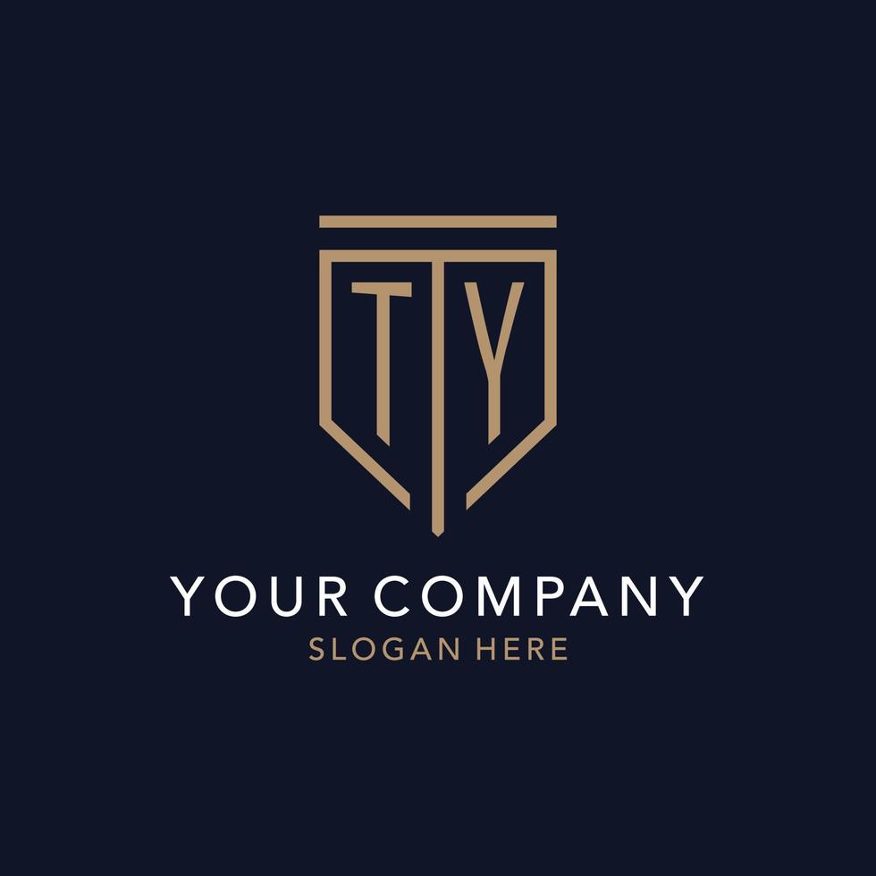 TY initial logo monogram with simple luxury shield icon design vector