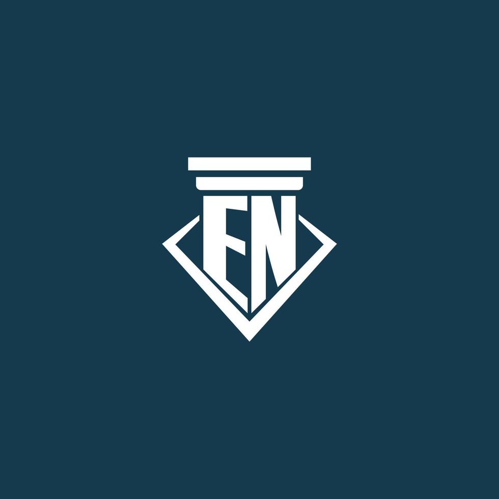 EN initial monogram logo for law firm, lawyer or advocate with pillar icon design vector