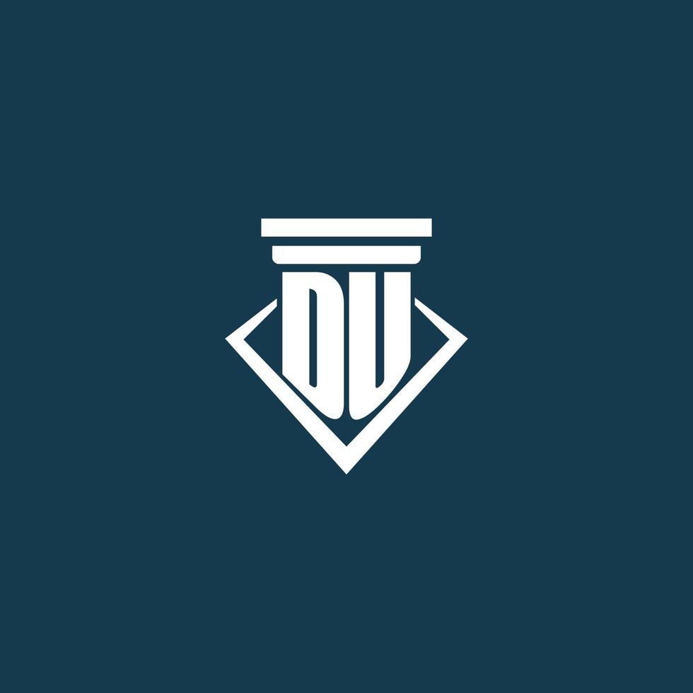 DU initial monogram logo for law firm, lawyer or advocate with pillar icon design vector