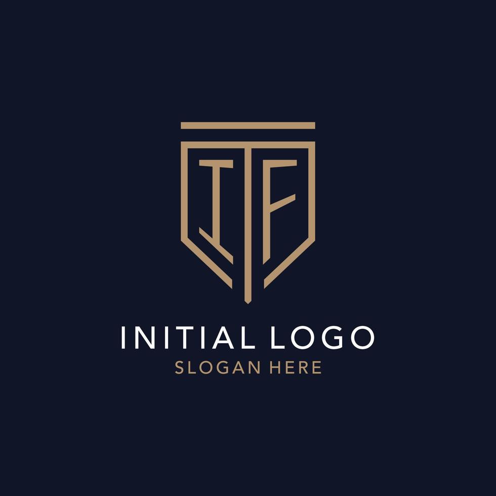 IF initial logo monogram with simple luxury shield icon design vector