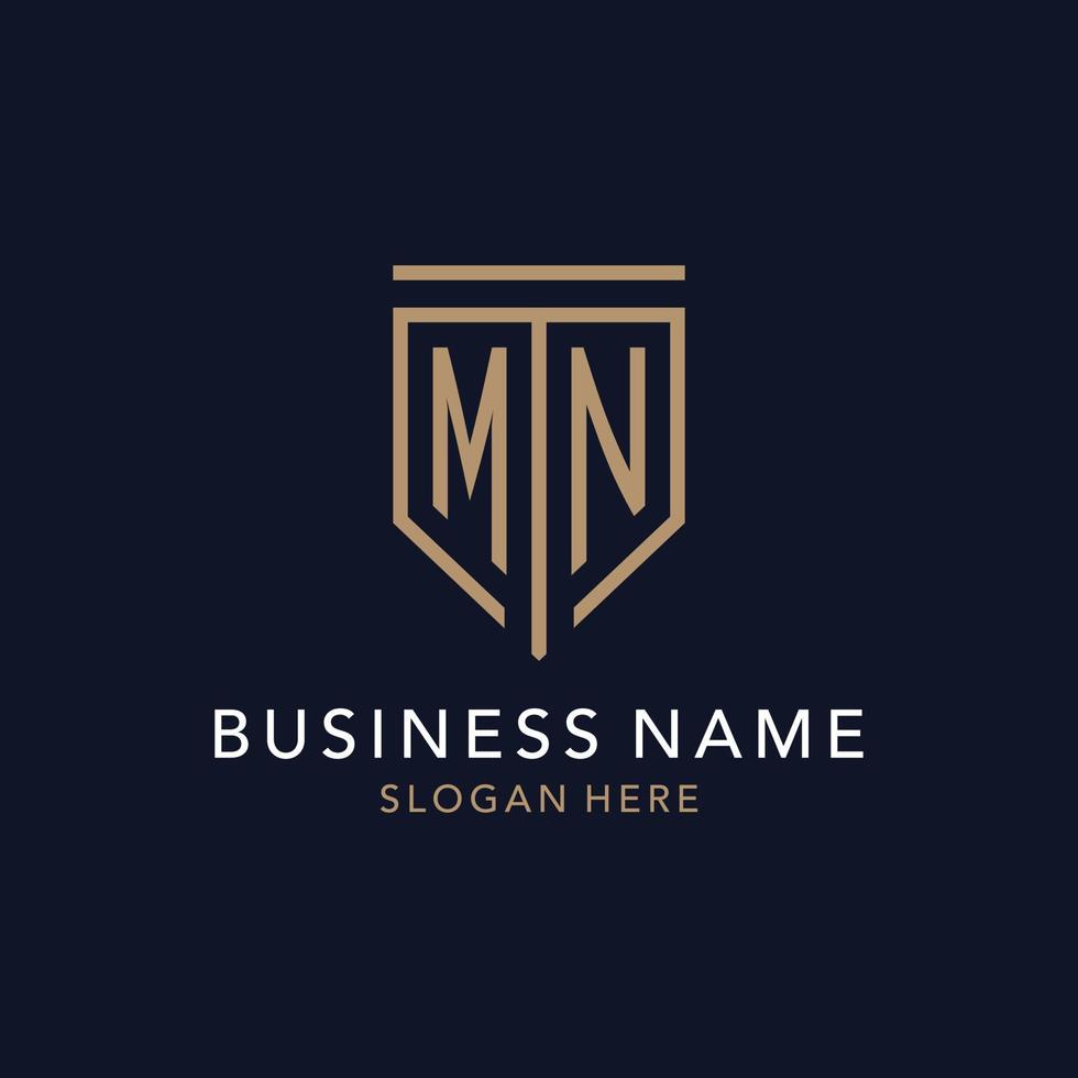 MN initial logo monogram with simple luxury shield icon design vector
