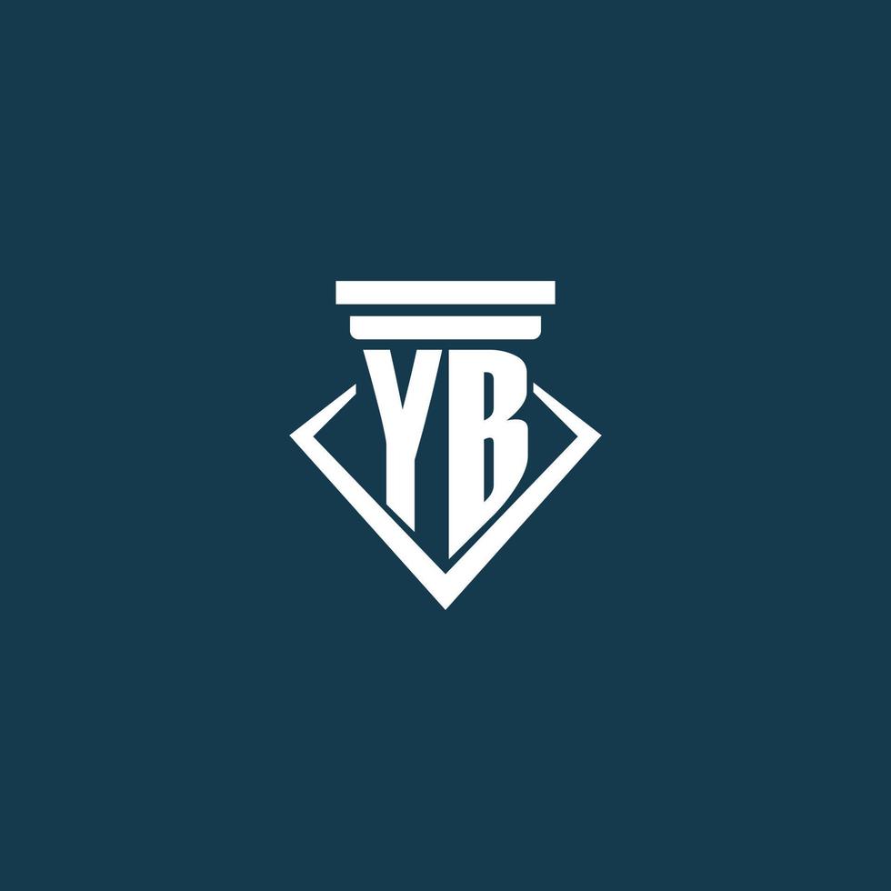 YB initial monogram logo for law firm, lawyer or advocate with pillar icon design vector