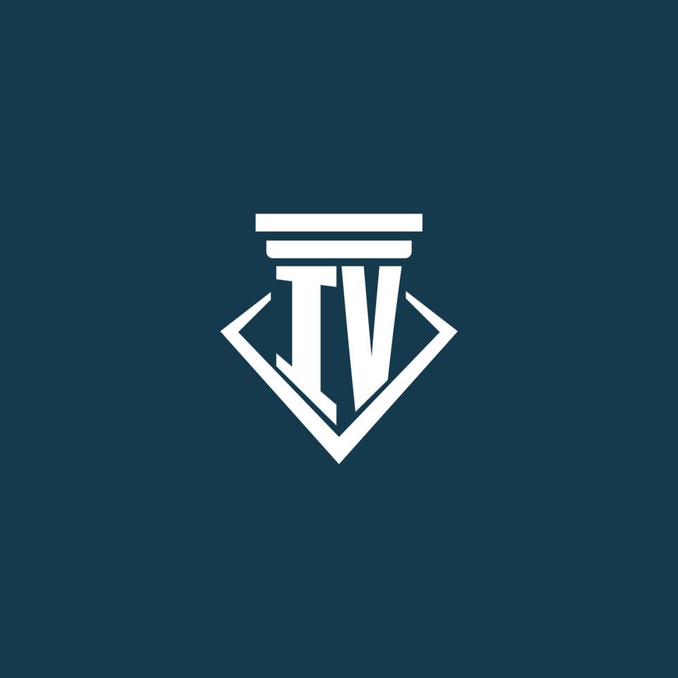 IV initial monogram logo for law firm, lawyer or advocate with pillar icon design vector