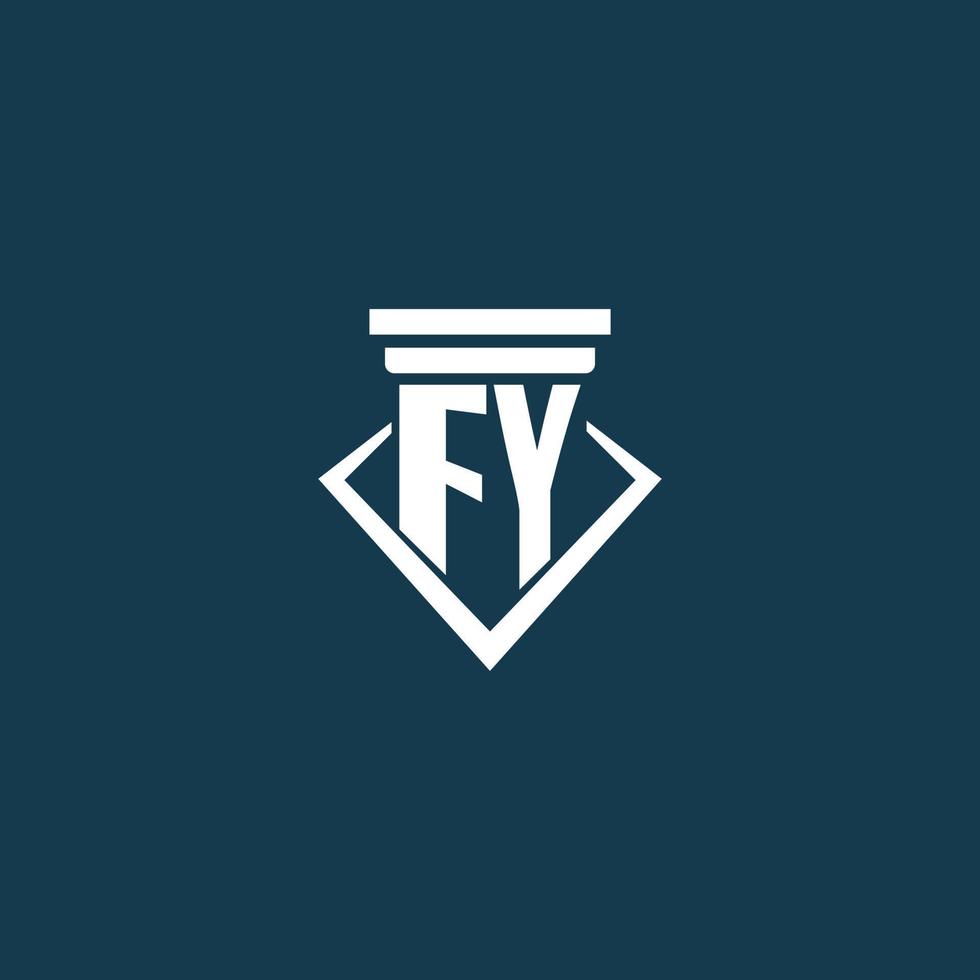 FY initial monogram logo for law firm, lawyer or advocate with pillar icon design vector