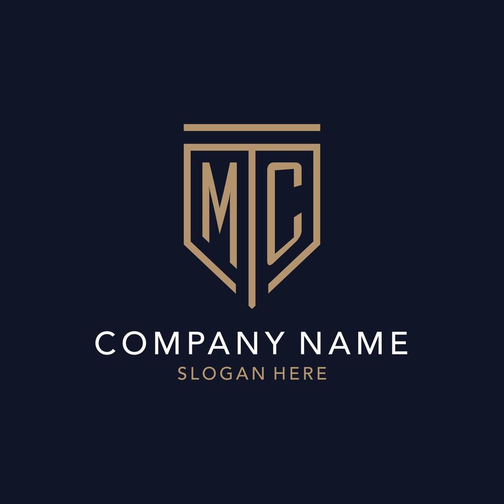 MC initial logo monogram with simple luxury shield icon design vector