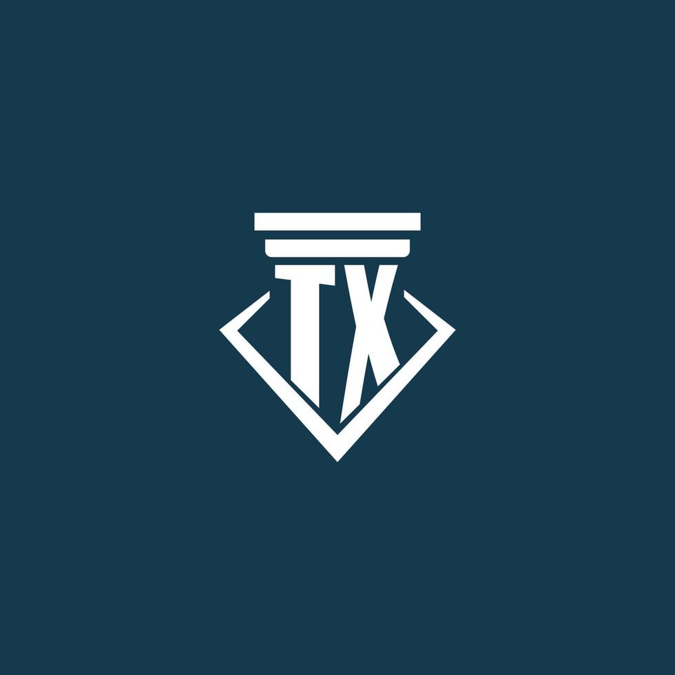 TX initial monogram logo for law firm, lawyer or advocate with pillar icon design vector