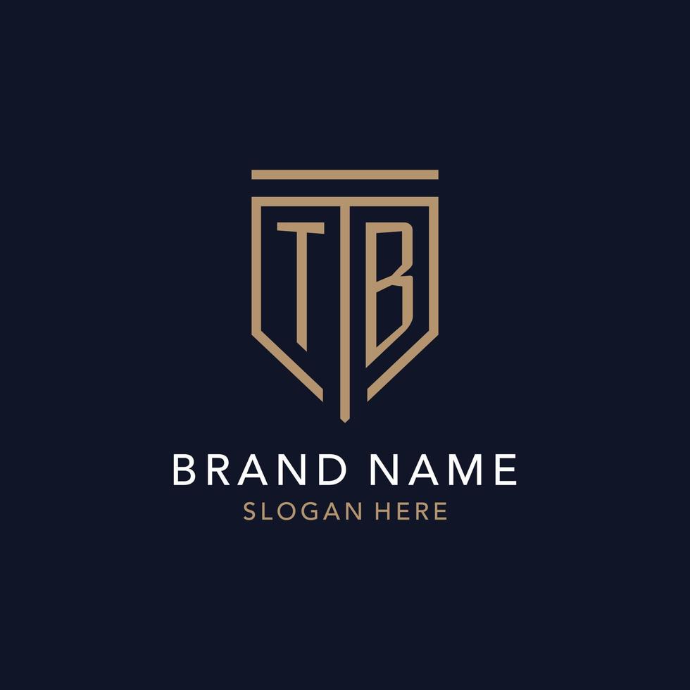 TB initial logo monogram with simple luxury shield icon design vector