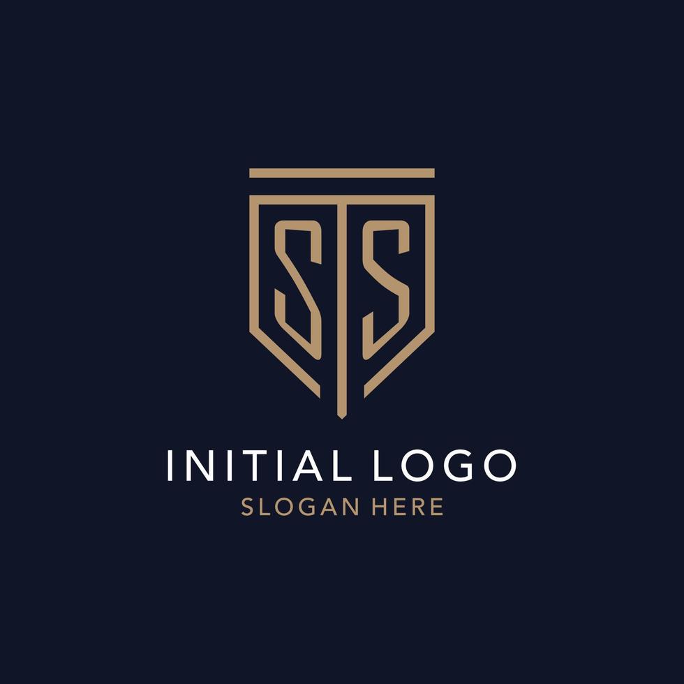 SS initial logo monogram with simple luxury shield icon design vector