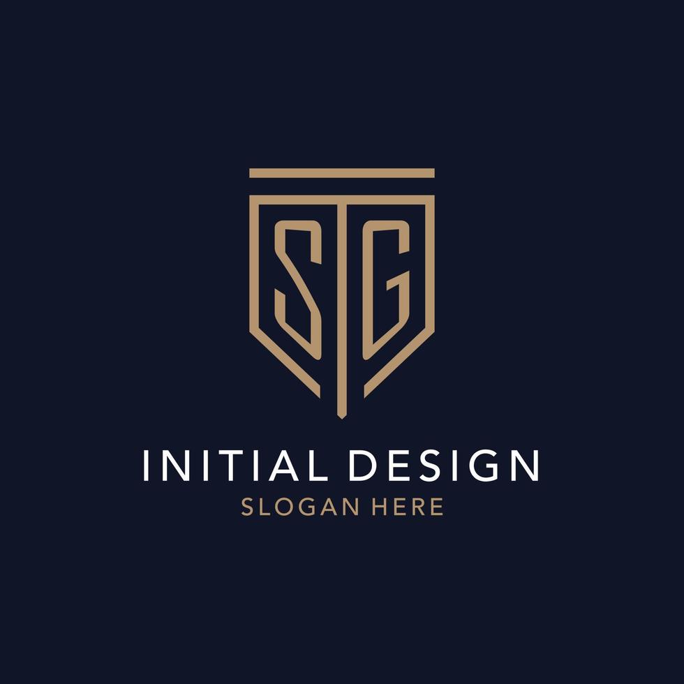 SG initial logo monogram with simple luxury shield icon design vector