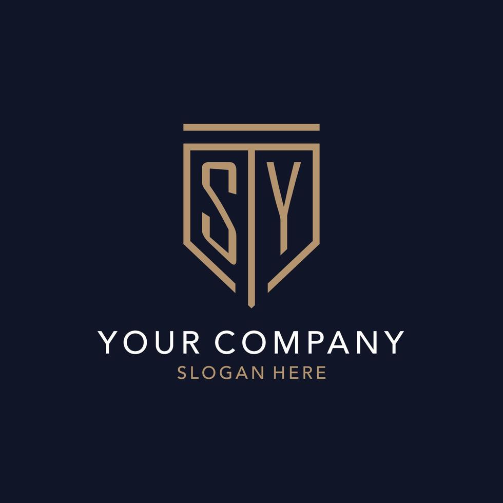 SY initial logo monogram with simple luxury shield icon design vector
