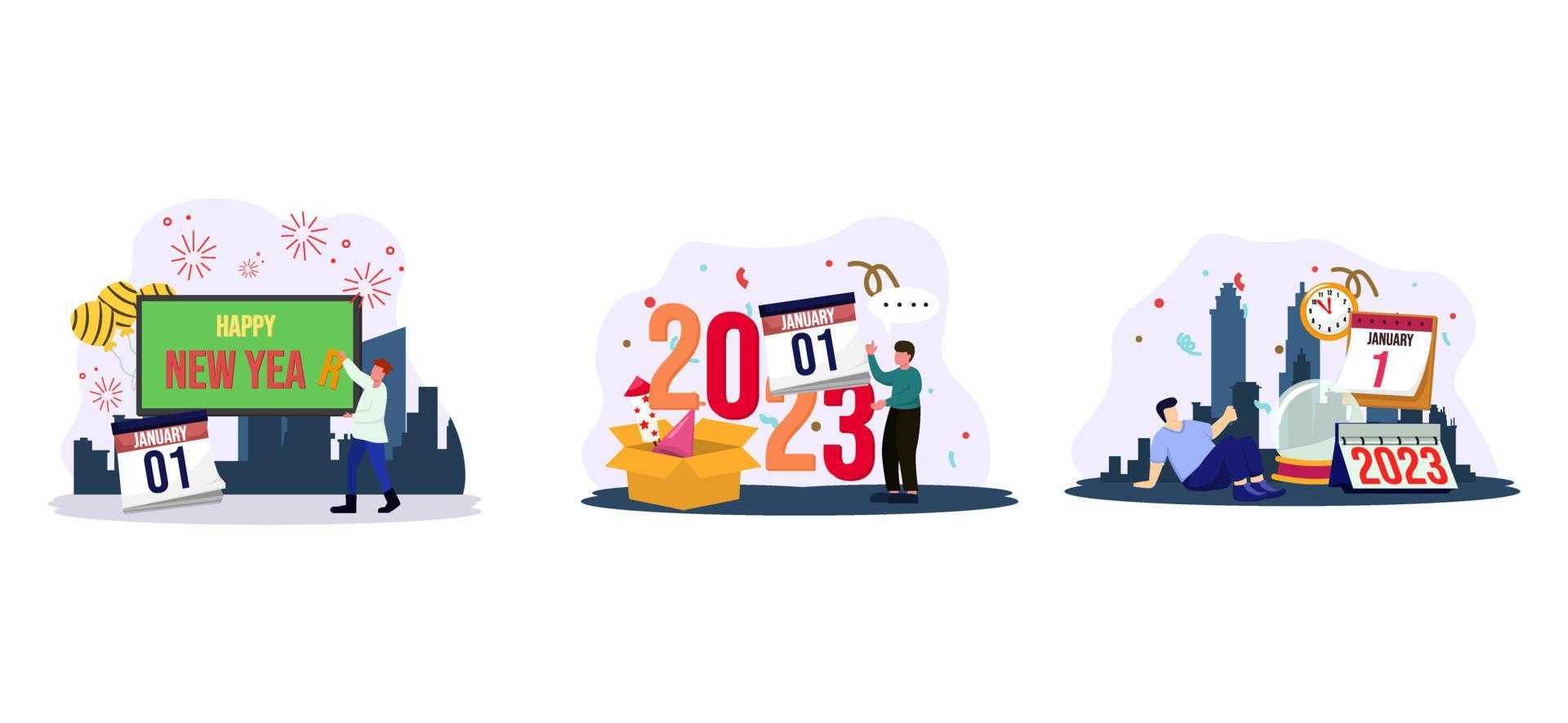 Road to New Year Flat Bundle Design vector