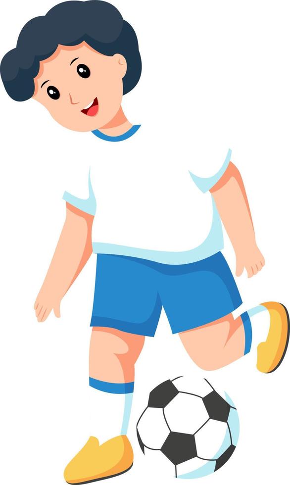 ilustración de diseño de personaje de jugador de fútbol de niño vector