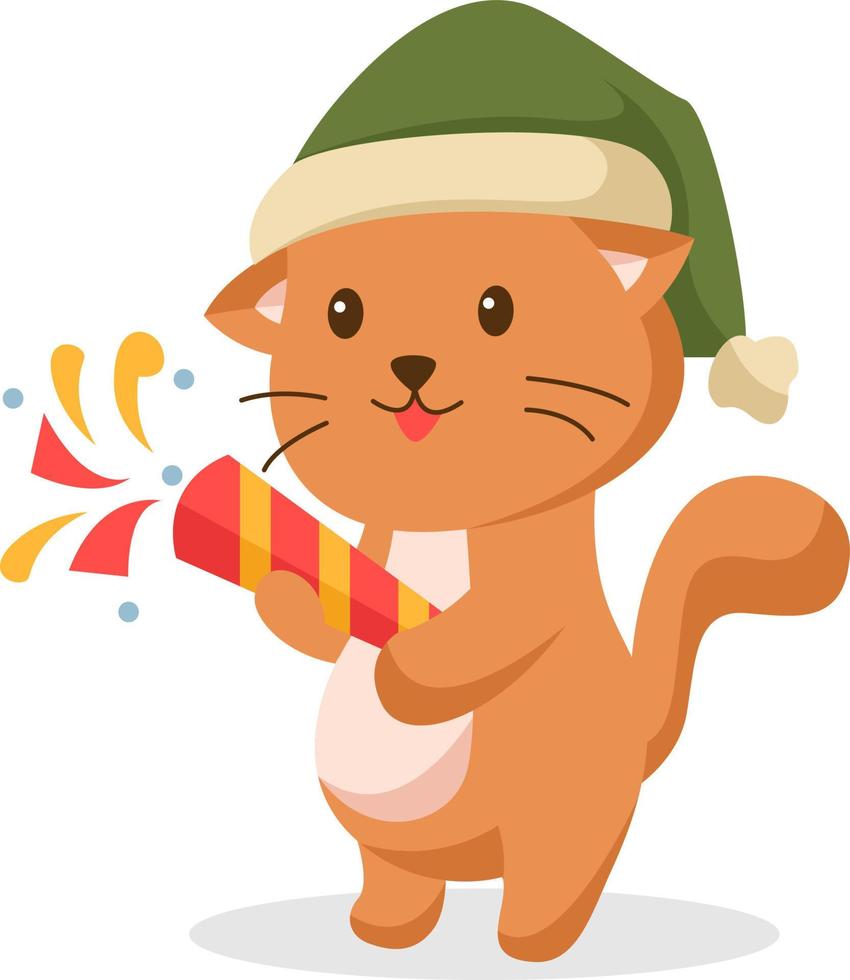 Cat Celebrate New Year Character Design Illustration vector