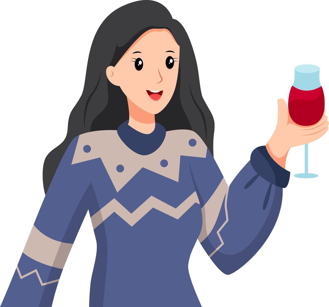 Pretty Girl Celebrate New Year Character Design Illustration vector