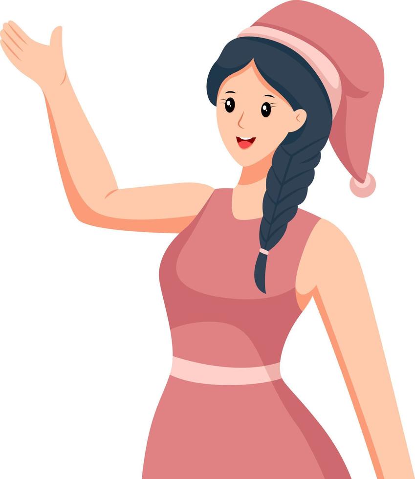 Pretty Girl Celebrate New Year Character Design Illustration vector