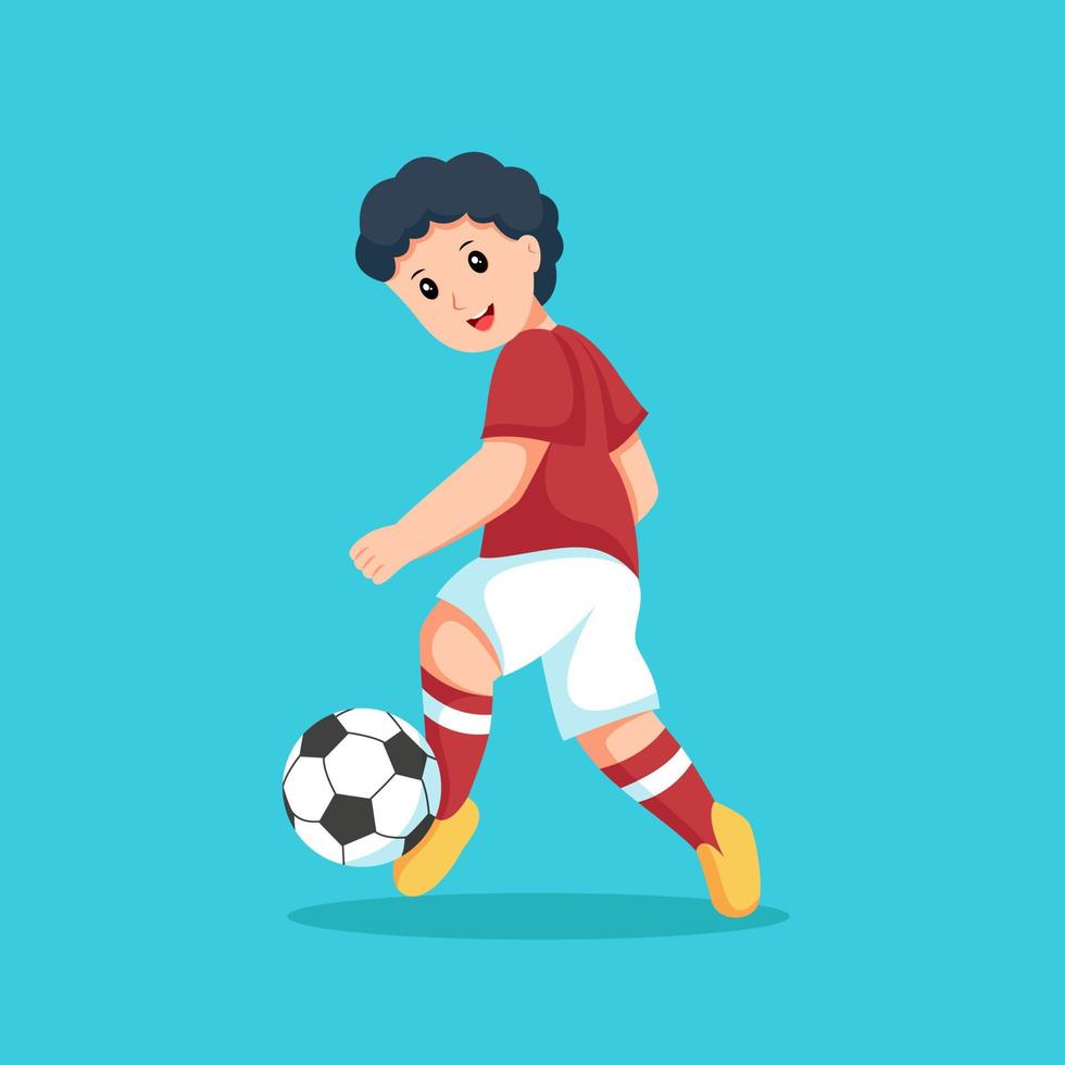 ilustración de diseño de personaje de jugador de fútbol de niño vector