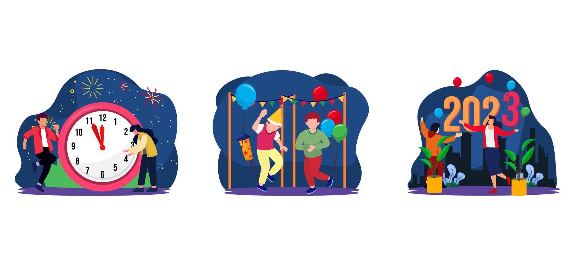 2023 Welcome Celebrate Flat Bundle Design vector