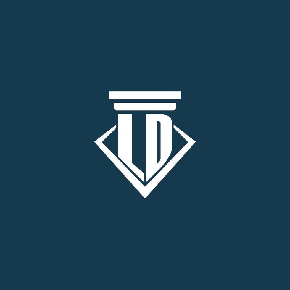 LD initial monogram logo for law firm, lawyer or advocate with pillar icon design vector