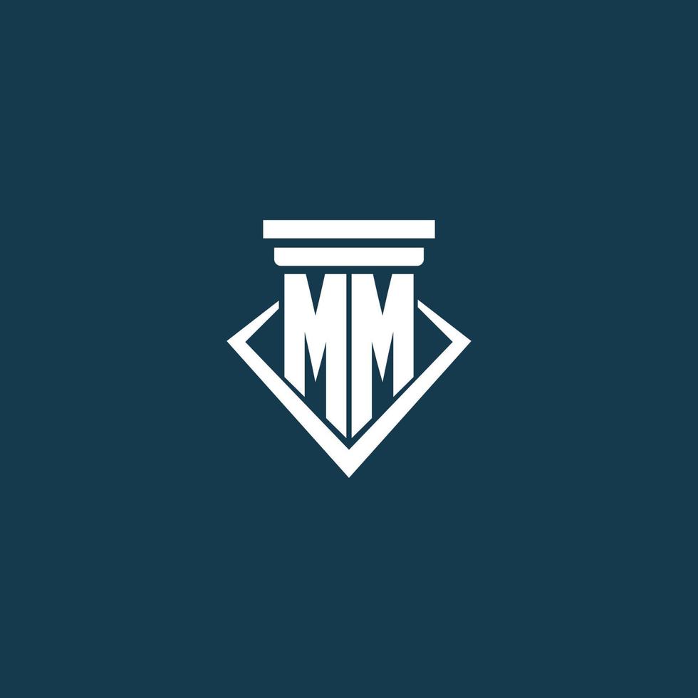 MM initial monogram logo for law firm, lawyer or advocate with pillar icon design vector