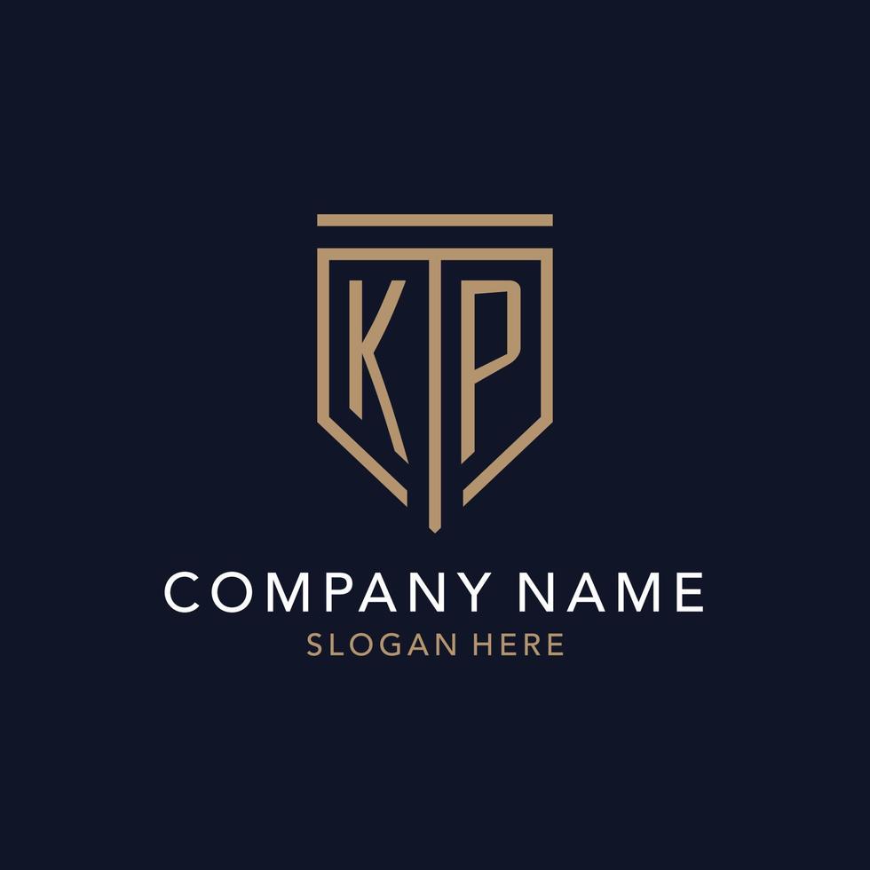 KP initial logo monogram with simple luxury shield icon design vector