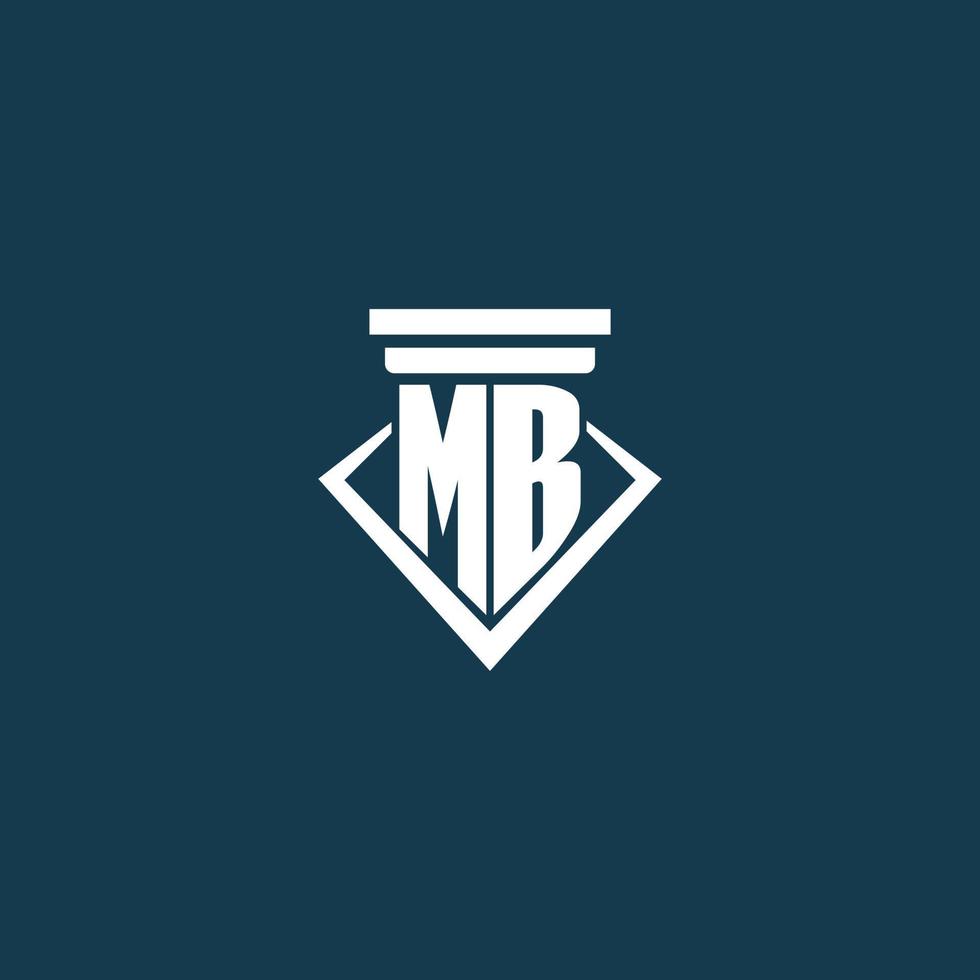 MB initial monogram logo for law firm, lawyer or advocate with pillar icon design vector