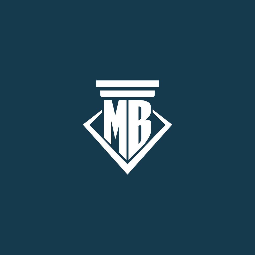 logotipo de monograma inicial mb para bufete de abogados, abogado o defensor con diseño de icono de pilar vector