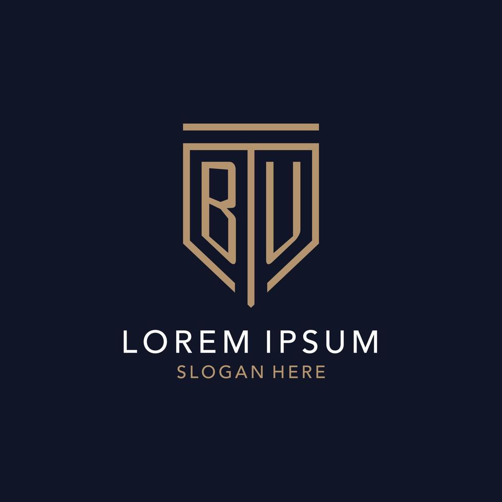 BU initial logo monogram with simple luxury shield icon design vector