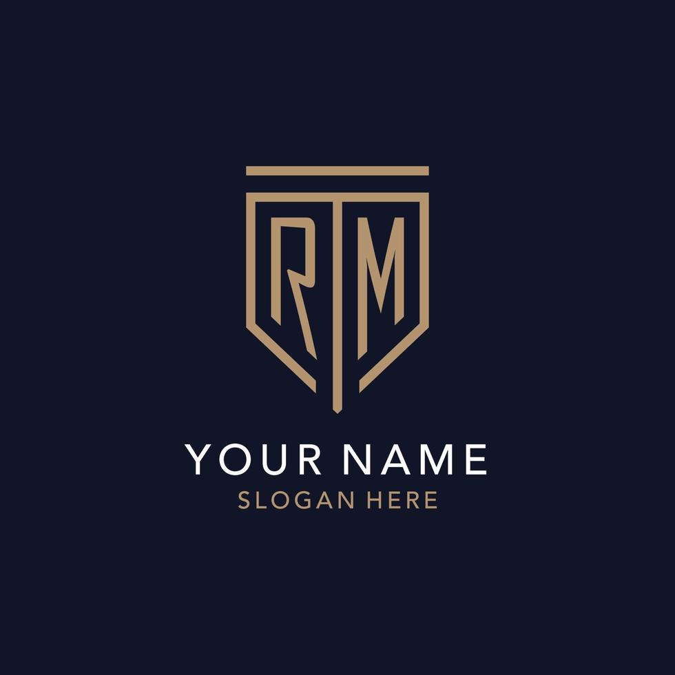 RM initial logo monogram with simple luxury shield icon design vector