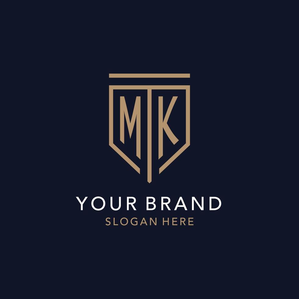MK initial logo monogram with simple luxury shield icon design vector