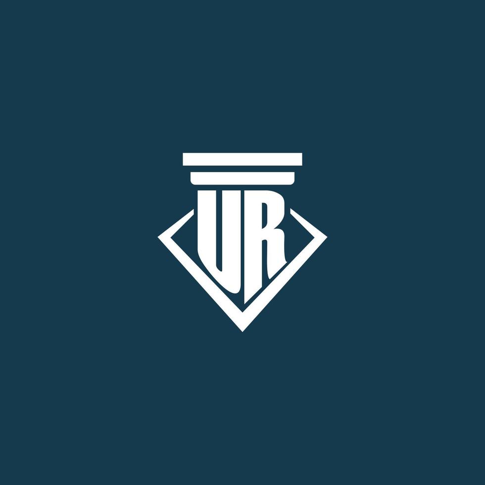 UR initial monogram logo for law firm, lawyer or advocate with pillar icon design vector