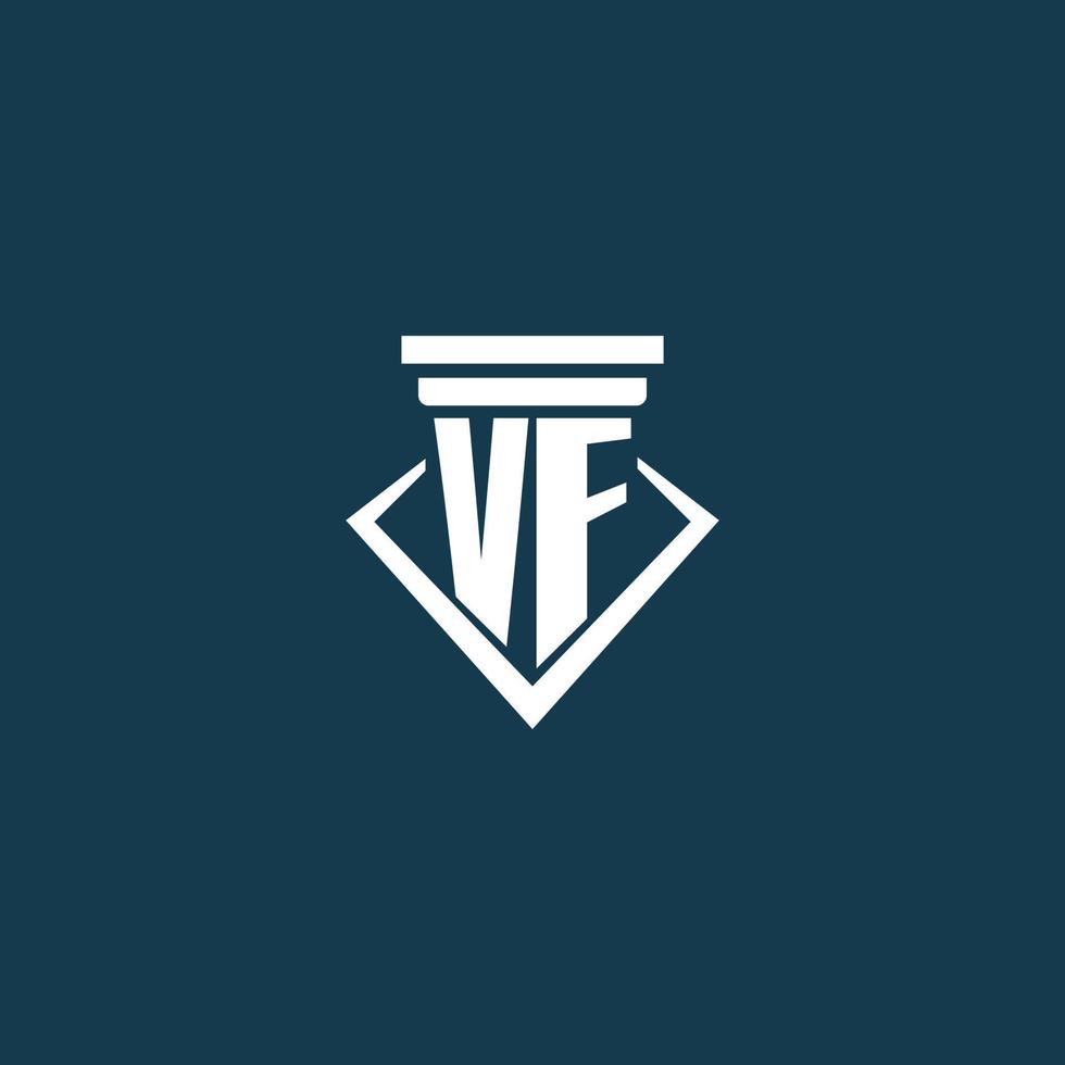 VF initial monogram logo for law firm, lawyer or advocate with pillar icon design vector