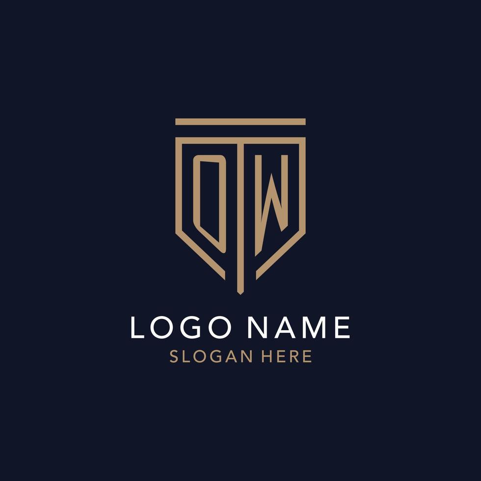OW initial logo monogram with simple luxury shield icon design vector