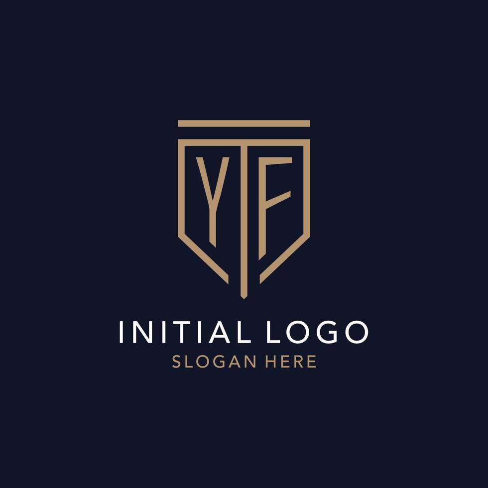 YF initial logo monogram with simple luxury shield icon design vector