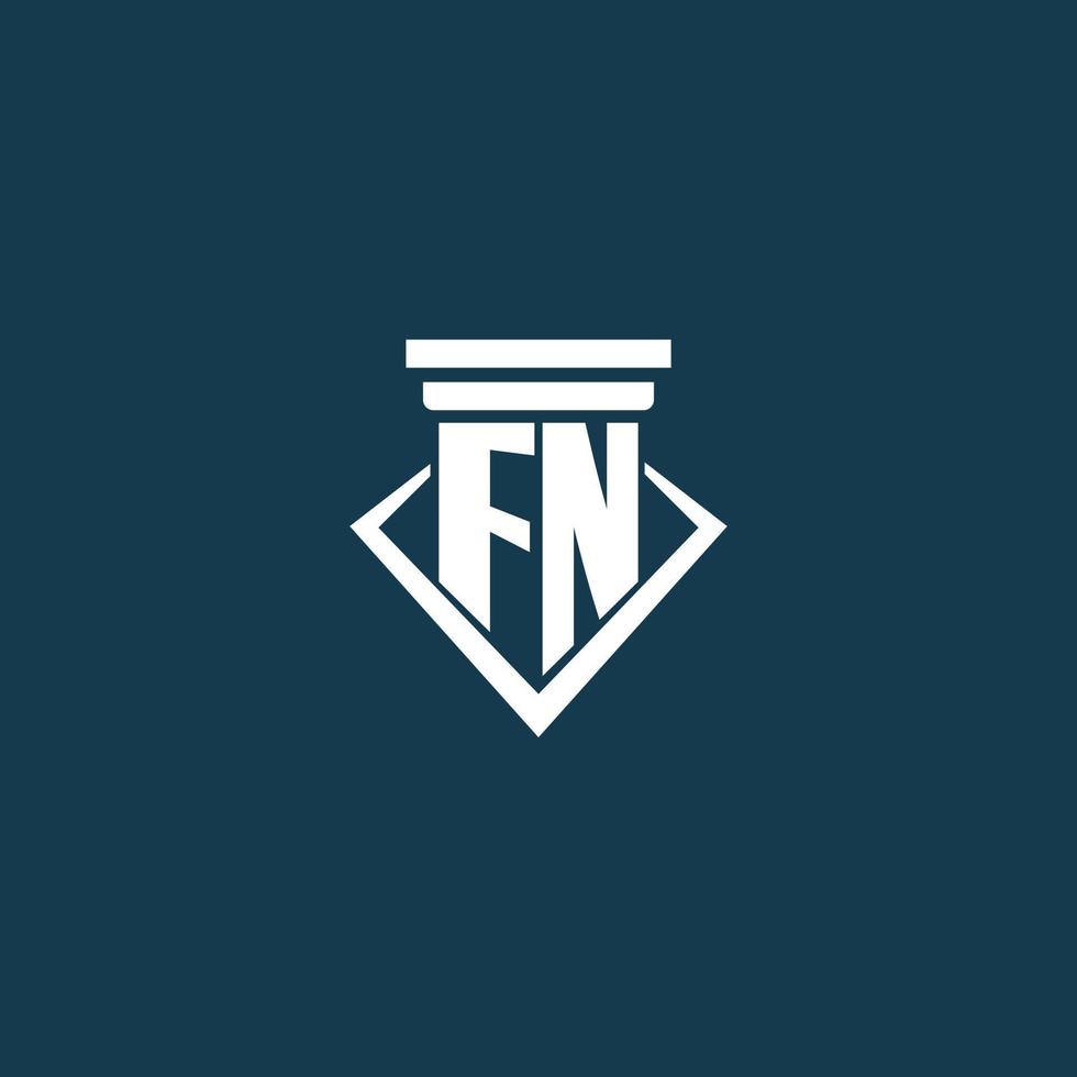 FN initial monogram logo for law firm, lawyer or advocate with pillar icon design vector