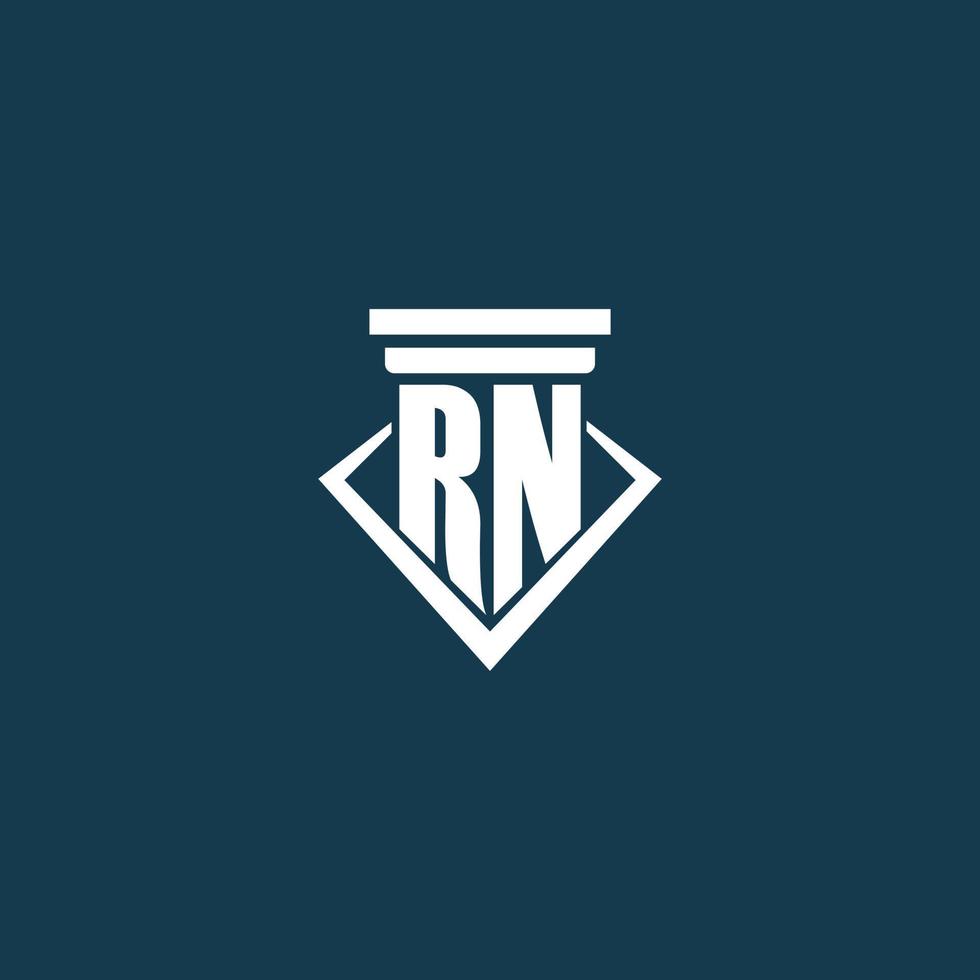 RN initial monogram logo for law firm, lawyer or advocate with pillar icon design vector