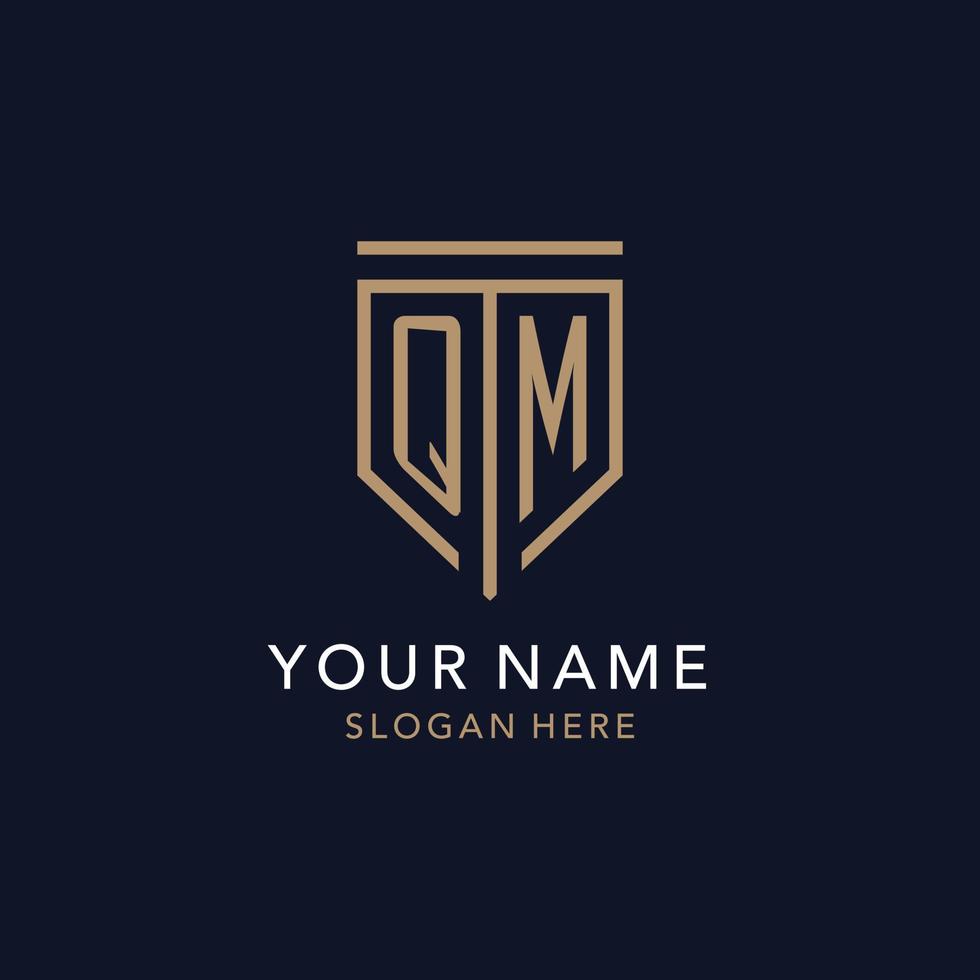 QM initial logo monogram with simple luxury shield icon design vector