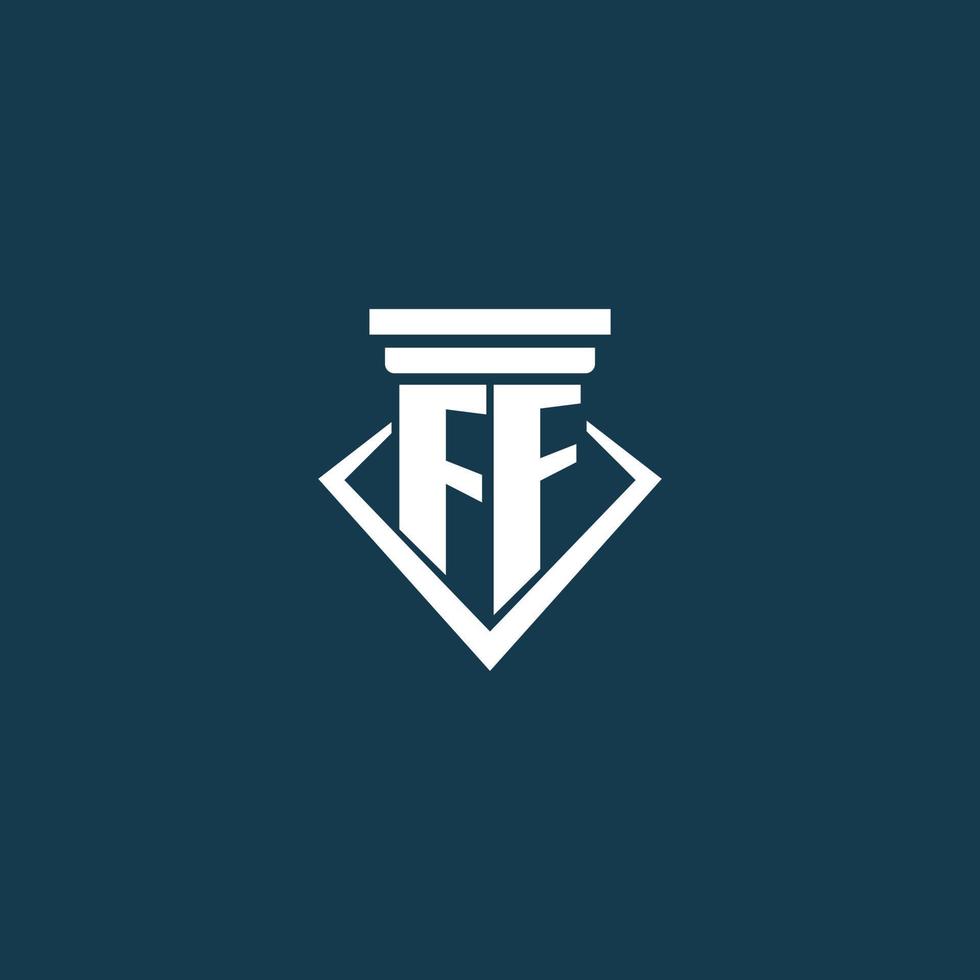 FF initial monogram logo for law firm, lawyer or advocate with pillar icon design vector