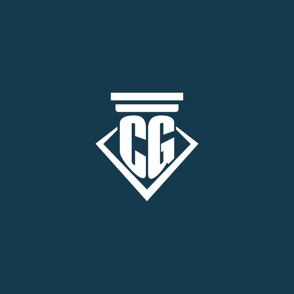 CG initial monogram logo for law firm, lawyer or advocate with pillar icon design vector